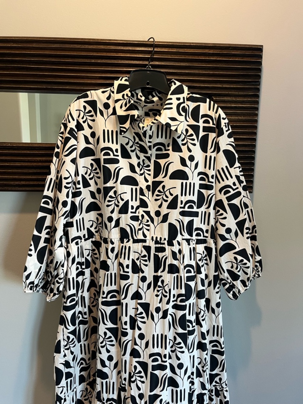 Maeve Anthropologie Bettina Tiered Shirt Dress Black Motif XL New - Picture 9 of 12